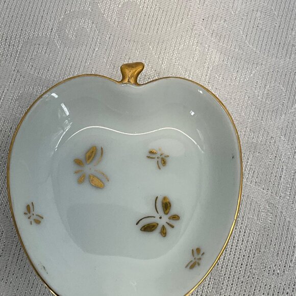 Ardalt Apple Shaped Porcelain Trinket Dishes Gold Floral Details & Trim‎ - Picture 4 of 6